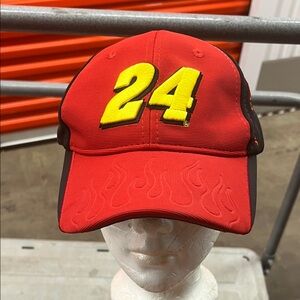 Bold Red Racing Hat with Yellow Number 24